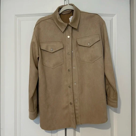 NWT Zara Faux Suede Nude Shacket - Picture 1 of 4